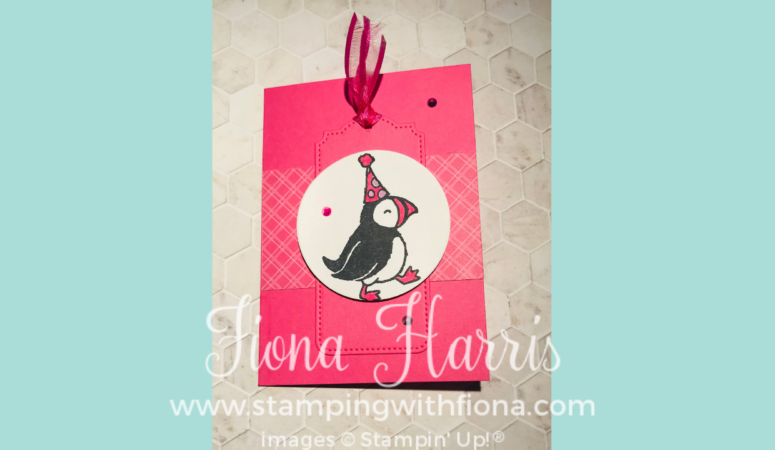 Stamping on the Euros – Day 8.  Party Puffins in Polished Pink.